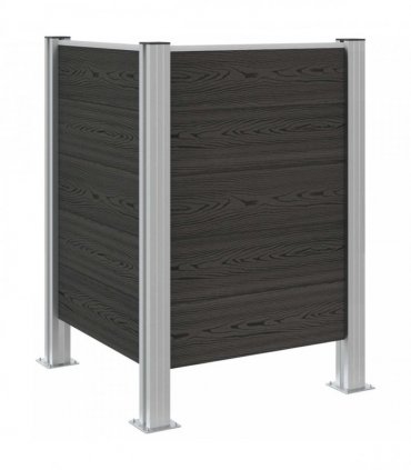 vidaXL Garbage Bin Fence Grey 85 x 85 x 115 cm Aluminium and WPC — Model: L shape
