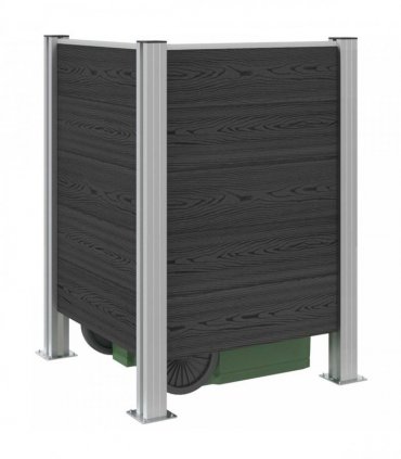vidaXL Garbage Bin Fence Grey 85 x 85 x 115 cm Aluminium and WPC — Model: L shape