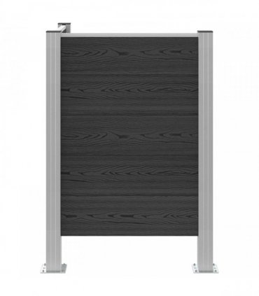 vidaXL Garbage Bin Fence Grey 85 x 85 x 115 cm Aluminium and WPC — Model: L shape