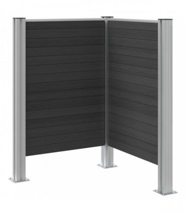 vidaXL Garbage Bin Fence Grey 85 x 85 x 115 cm Aluminium and WPC — Model: L shape
