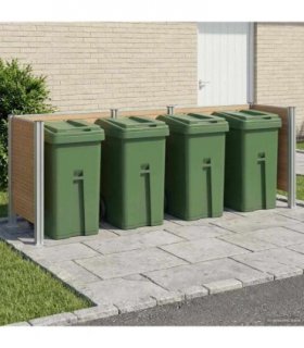 vidaXL Garbage Bin Fence Brown 315 x 85 x 115 cm Aluminium and WPC — Model: U shape