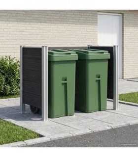 vidaXL Garbage Bin Fence Grey 161 x 85 x 115 cm Aluminium and WPC — Model: U shape