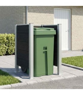 vidaXL Garbage Bin Fence Grey 85 x 85 x 115 cm Aluminium and WPC — Model: U shape