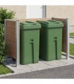 vidaXL Garbage Bin Fence Brown 161 x 85 x 115 cm Aluminium and WPC — Model: U shape