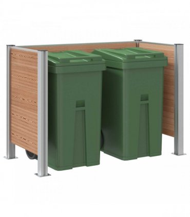 vidaXL Garbage Bin Fence Brown 161 x 85 x 115 cm Aluminium and WPC — Model: U shape