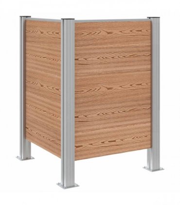 vidaXL Garbage Bin Fence Brown 85 x 85 x 115 cm Aluminium and WPC — Model: L shape