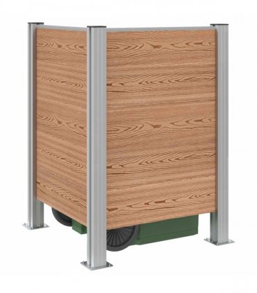 vidaXL Garbage Bin Fence Brown 85 x 85 x 115 cm Aluminium and WPC — Model: L shape