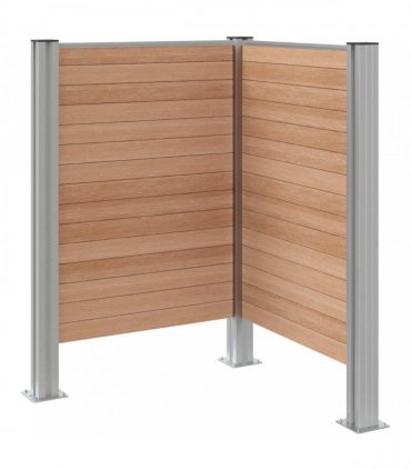 vidaXL Garbage Bin Fence Brown 85 x 85 x 115 cm Aluminium and WPC — Model: L shape