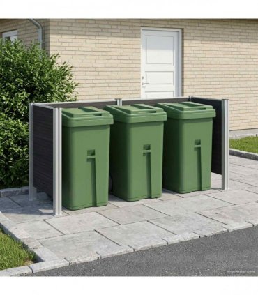 vidaXL Garbage Bin Fence Grey 237 x 85 x 115 cm Aluminium and WPC — Model: U shape