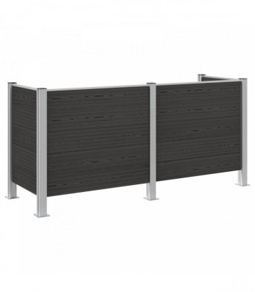 vidaXL Garbage Bin Fence Grey 237 x 85 x 115 cm Aluminium and WPC — Model: U shape