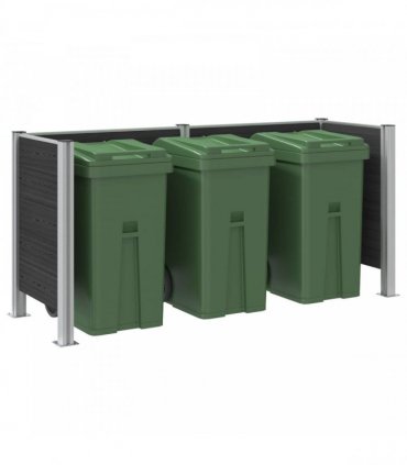 vidaXL Garbage Bin Fence Grey 237 x 85 x 115 cm Aluminium and WPC — Model: U shape