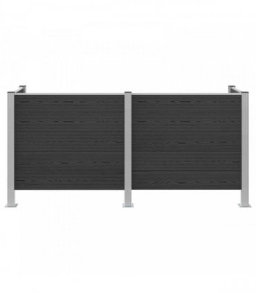 vidaXL Garbage Bin Fence Grey 237 x 85 x 115 cm Aluminium and WPC — Model: U shape