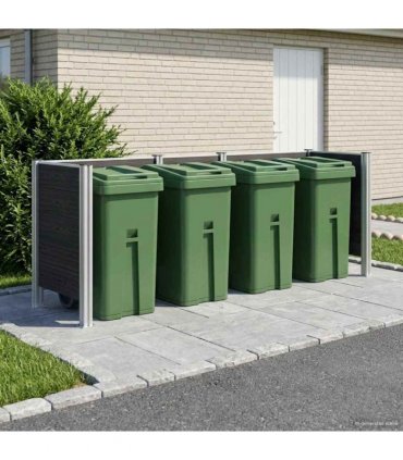 vidaXL Garbage Bin Fence Grey 315 x 85 x 115 cm Aluminium and WPC — Model: U shape