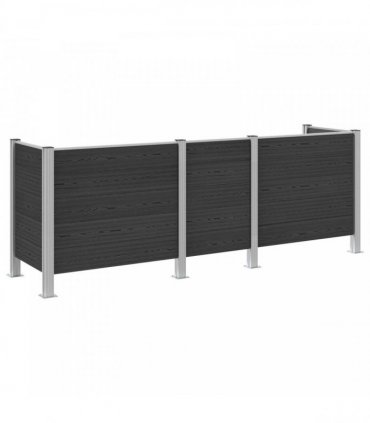 vidaXL Garbage Bin Fence Grey 315 x 85 x 115 cm Aluminium and WPC — Model: U shape
