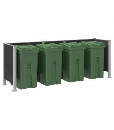 vidaXL Garbage Bin Fence Grey 315 x 85 x 115 cm Aluminium and WPC — Model: U shape