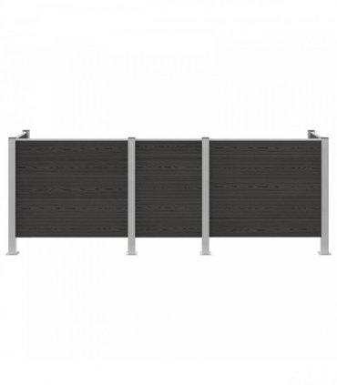vidaXL Garbage Bin Fence Grey 315 x 85 x 115 cm Aluminium and WPC — Model: U shape