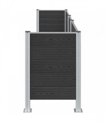 vidaXL Garbage Bin Fence Grey 315 x 85 x 115 cm Aluminium and WPC — Model: U shape