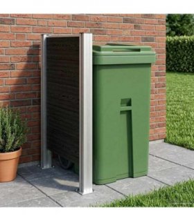 vidaXL Garbage Bin Fence Grey 85 x 12 x 115 cm Aluminium and WPC — Model: I shape