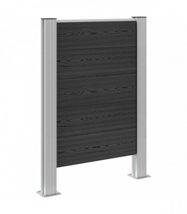 vidaXL Garbage Bin Fence Grey 85 x 12 x 115 cm Aluminium and WPC — Model: I shape