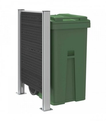 vidaXL Garbage Bin Fence Grey 85 x 12 x 115 cm Aluminium and WPC — Model: I shape