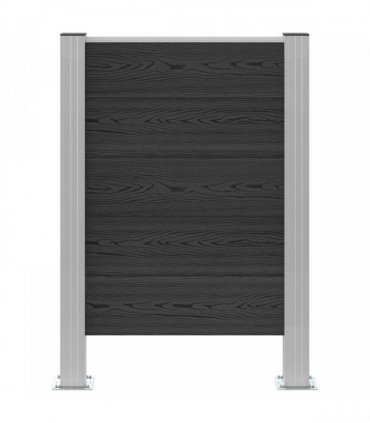 vidaXL Garbage Bin Fence Grey 85 x 12 x 115 cm Aluminium and WPC — Model: I shape