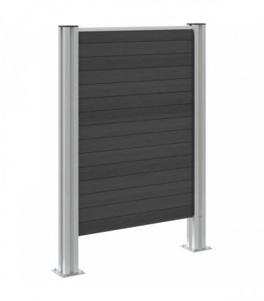 vidaXL Garbage Bin Fence Grey 85 x 12 x 115 cm Aluminium and WPC — Model: I shape