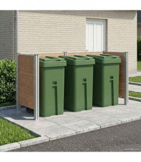 vidaXL Garbage Bin Fence Brown 237 x 85 x 115 cm Aluminium and WPC — Model: U shape
