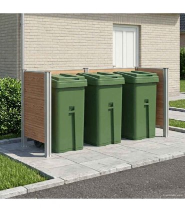 vidaXL Garbage Bin Fence Brown 237 x 85 x 115 cm Aluminium and WPC — Model: U shape