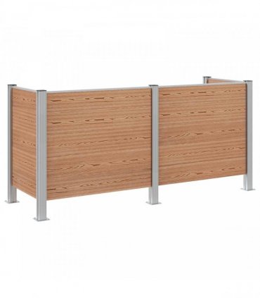 vidaXL Garbage Bin Fence Brown 237 x 85 x 115 cm Aluminium and WPC — Model: U shape