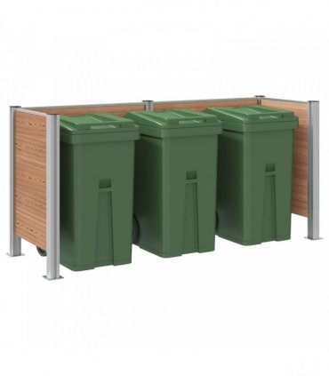vidaXL Garbage Bin Fence Brown 237 x 85 x 115 cm Aluminium and WPC — Model: U shape