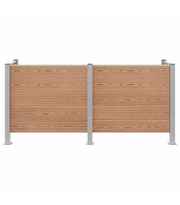 vidaXL Garbage Bin Fence Brown 237 x 85 x 115 cm Aluminium and WPC — Model: U shape