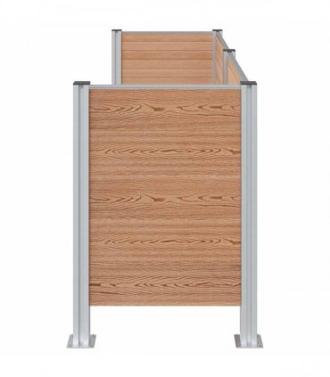 vidaXL Garbage Bin Fence Brown 237 x 85 x 115 cm Aluminium and WPC — Model: U shape