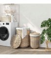 vidaXL Laundry Basket with Lid 2 pcs Natural Grey Kubu Rattan