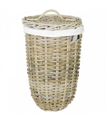 vidaXL Laundry Basket with Lid 2 pcs Natural Grey Kubu Rattan