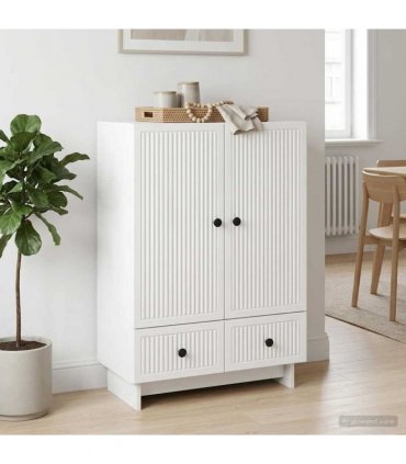 vidaXL Sideboard High Gloss White 66 x 34.5 x 95 cm Engineered Wood — V0672129960