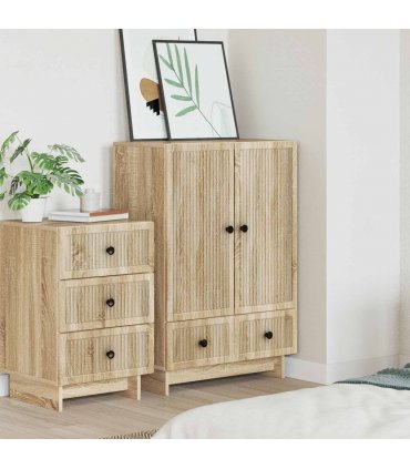 vidaXL Sideboard Sonoma Oak 66 x 34.5 x 95 cm Engineered Wood — V0672129965