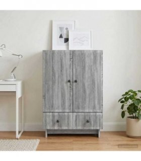 vidaXL Sideboard Grey Sonoma 66 x 34.5 x 95 cm Engineered Wood — V0672129966