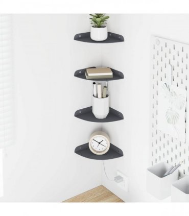 vidaXL Floating Shelf with Shelf 4 pcs Anthracite 15 x 15 x 2 cm — Size: 15 cm