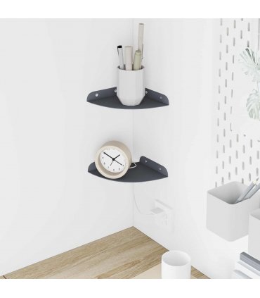 vidaXL Floating Shelf with Shelf 2 pcs Anthracite 15 x 15 x 2 cm — Size: 15 cm