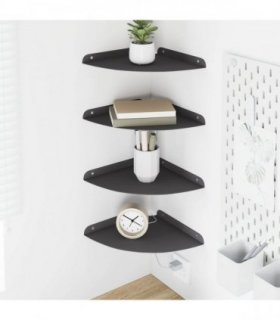 vidaXL Floating Shelf with Shelf 4 pcs Black 24 x 24 x 2 cm — Size: 24 cm