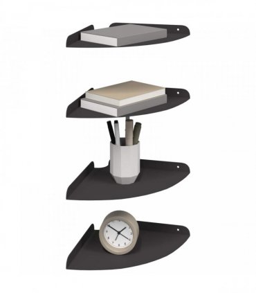 vidaXL Floating Shelf with Shelf 4 pcs Black 24 x 24 x 2 cm — Size: 24 cm