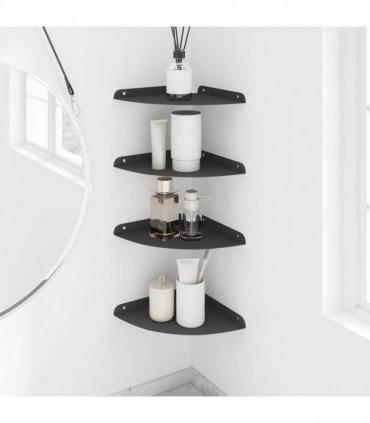 vidaXL Floating Shelf with Shelf 4 pcs Black 24 x 24 x 2 cm — Size: 24 cm