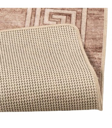 vidaXL Rug Runner MARSA White 50 x 150 cm Polyester and PVC — Colour: Beige and gold