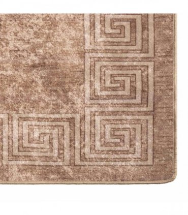 vidaXL Rug Runner MARSA White 50 x 150 cm Polyester and PVC — Colour: Beige and gold