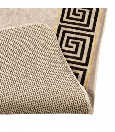 vidaXL Rug Runner MARSA Black 80 x 200 cm Polyester and PVC — Colour: Beige and black