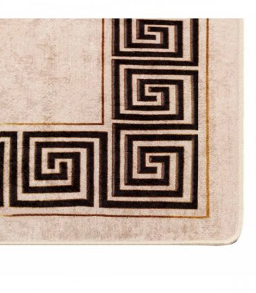 vidaXL Rug Runner MARSA Black 80 x 200 cm Polyester and PVC — Colour: Beige and black