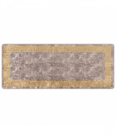 vidaXL Rug Runner MARSA Grey 80 x 200 cm Polyester and PVC — Colour: Grey and gold
