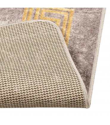 vidaXL Rug Runner MARSA Grey 80 x 200 cm Polyester and PVC — Colour: Grey and gold