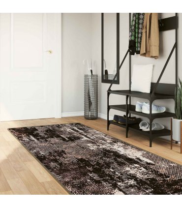 vidaXL Rug Runner MARSA Black 80 x 250 cm Polyester and PVC — Colour: Black and white