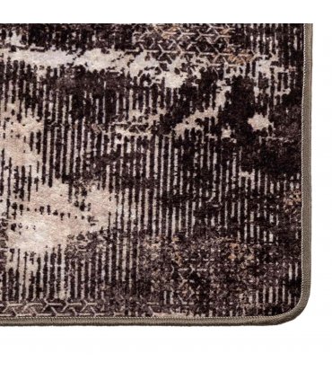 vidaXL Rug Runner MARSA Black 80 x 250 cm Polyester and PVC — Colour: Black and white